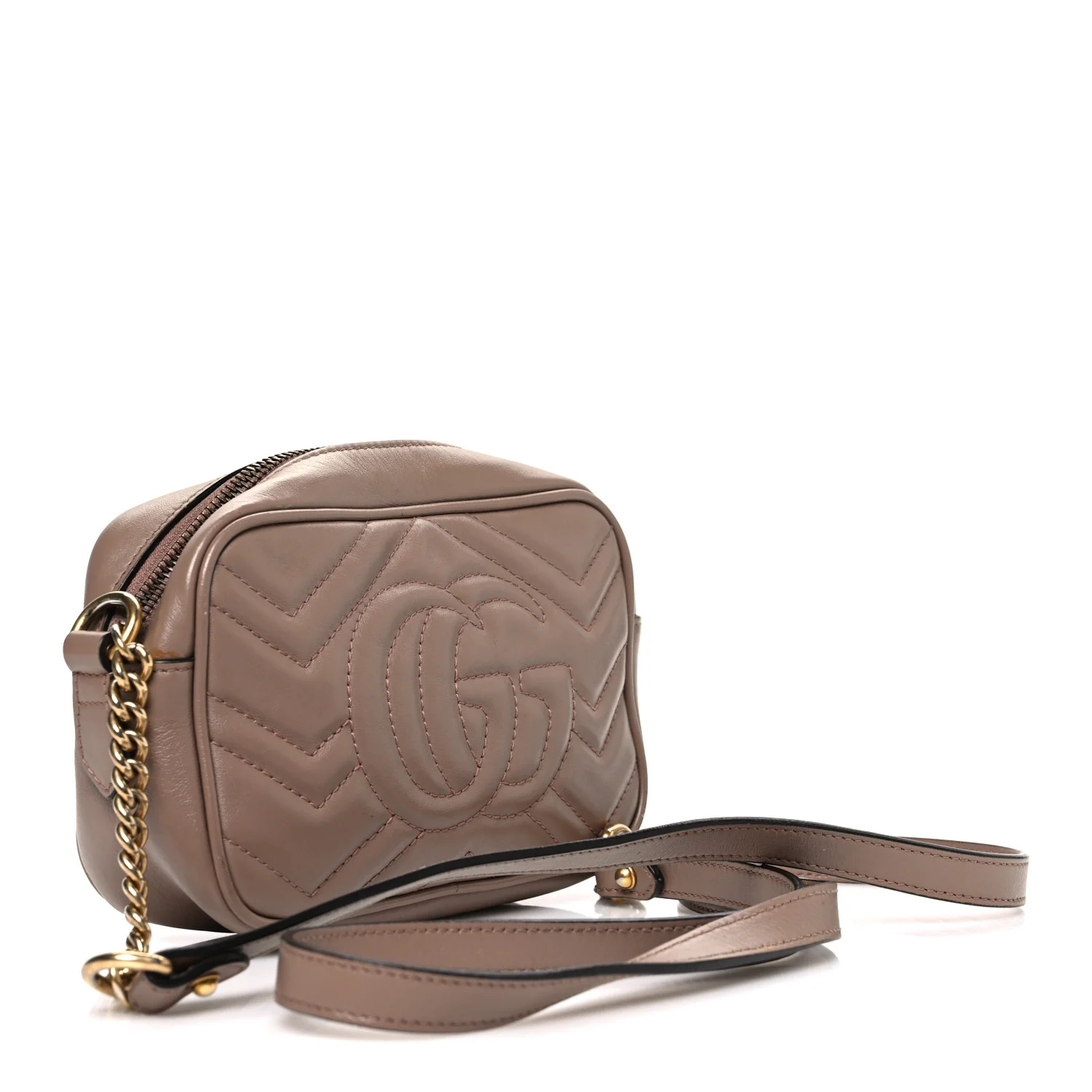 Calfskin Matelasse Mini GG Marmont Chain Shoulder Bag Porcelain Rose - Top Club