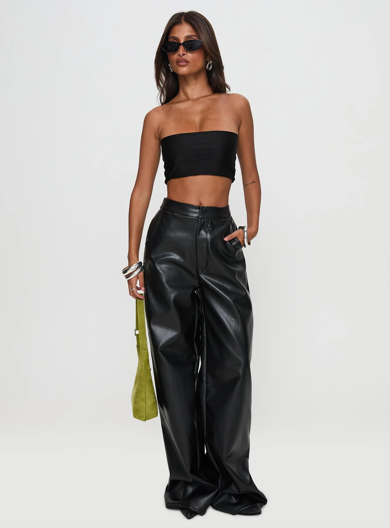 Tempted Faux Leather Pant Black