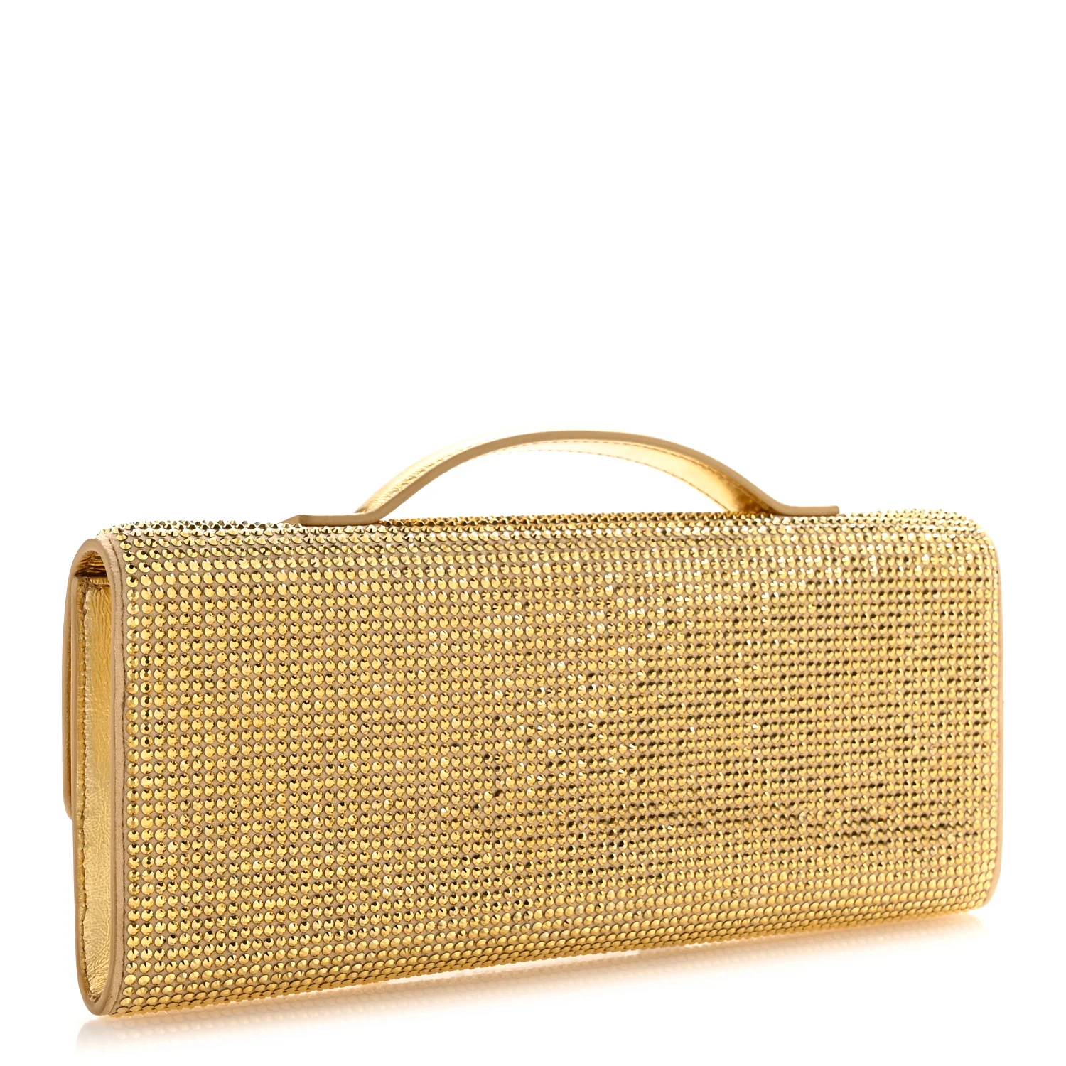 Nappa Crystal Long Andiamo Top Handle Clutch Porridge - Top Club