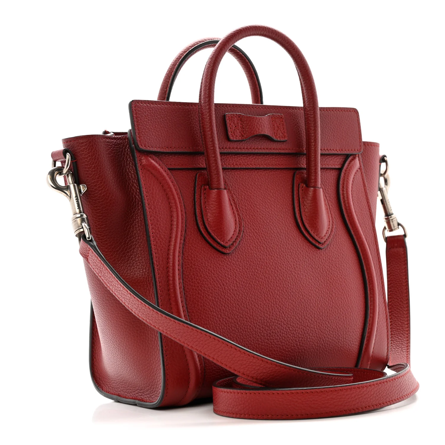 Drummed Calfskin Nano Luggage Merlot - Top Club