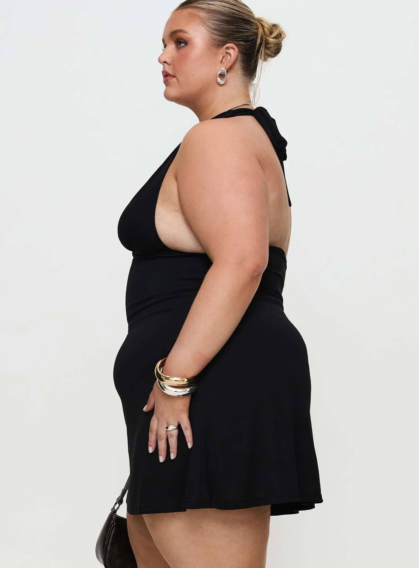 Tinisie Halter Mini Dress Black Curve