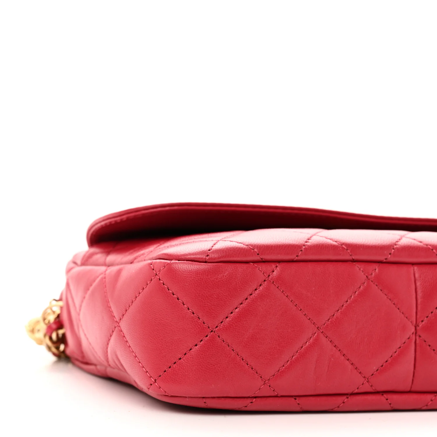 Lambskin Quilted Chain & Tassel Small Camera Case Fuchsia - Top Club