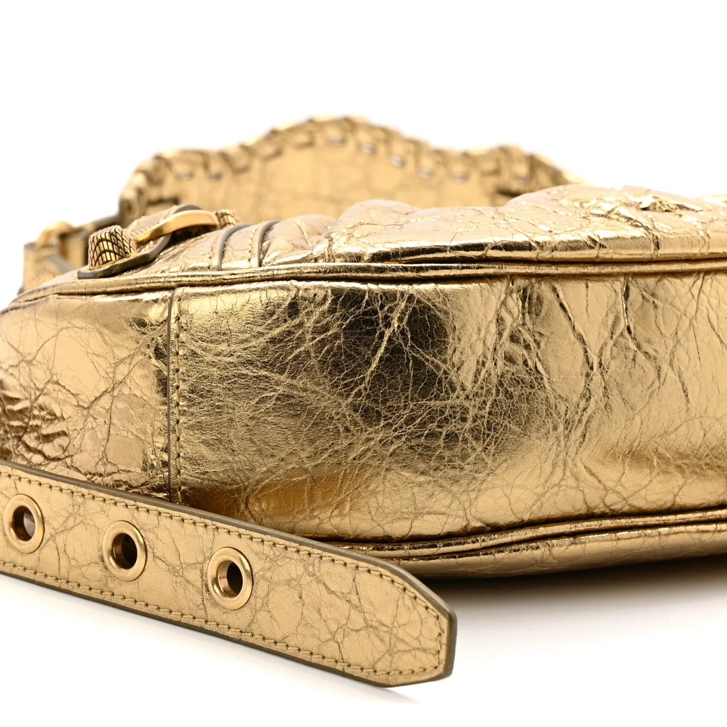 Metallic Agneau Arena Le Cagole Shoulder Bag XS Gold - Top Club