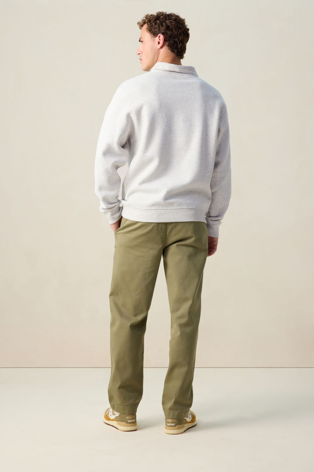 Beige melange sweater met polokraag