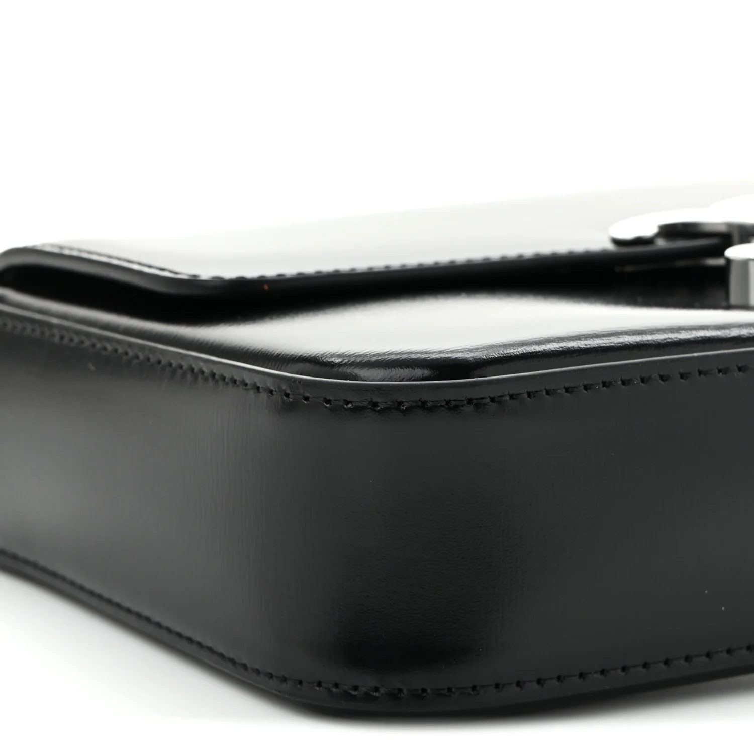 Shiny Calfskin Triomphe Chain Shoulder Bag Black - Top Club