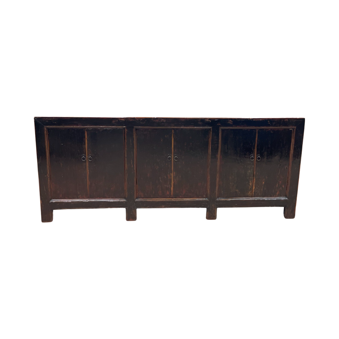 Uniek dressoir Zwart lak 6 deurs Uniek Dressoir Zwart lak 6dr 232x45x98