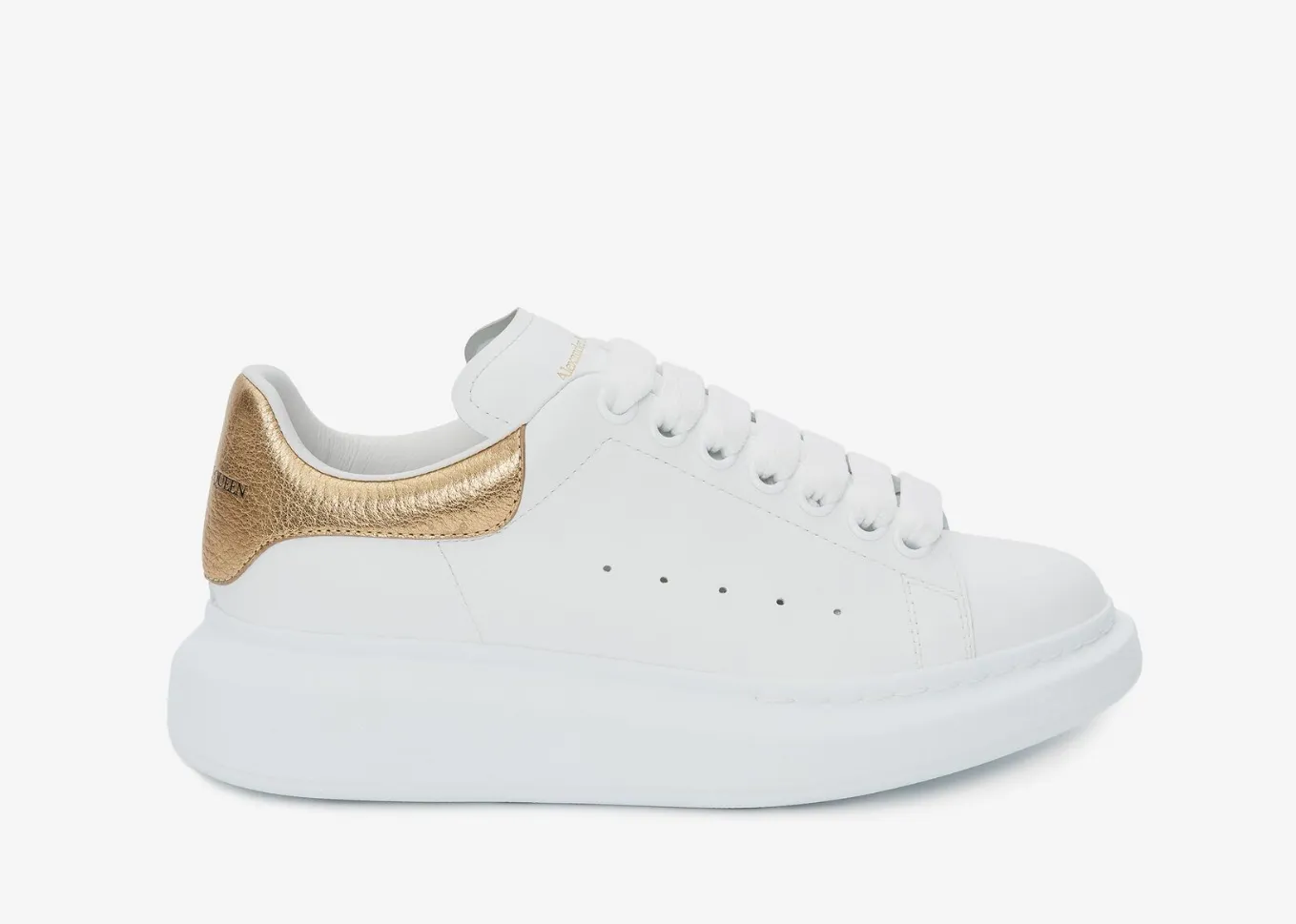 Alexander Mcqueen Men's Oversized Sneaker in White/gold - Sneaker Replica Workshop