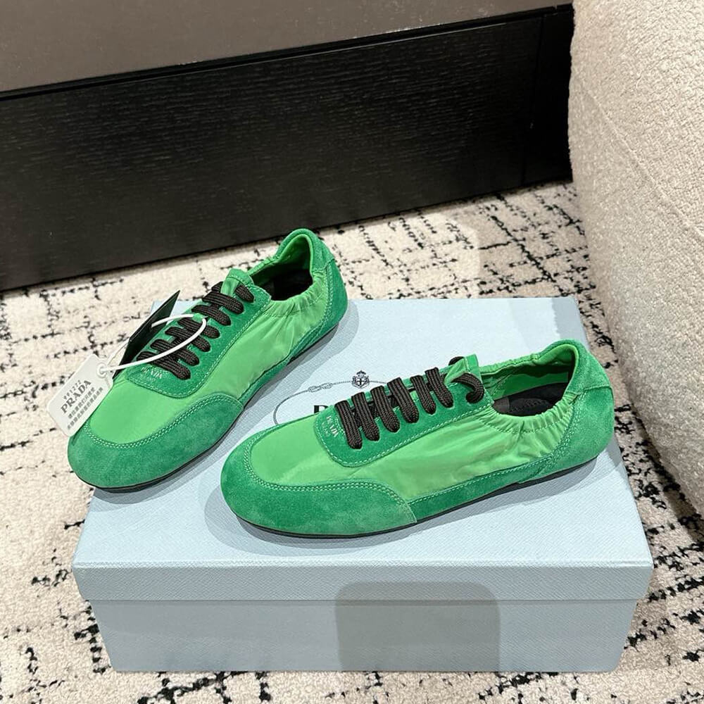PRADA Collapse Re-Nylon and suede elasticized sneakers - Top Club