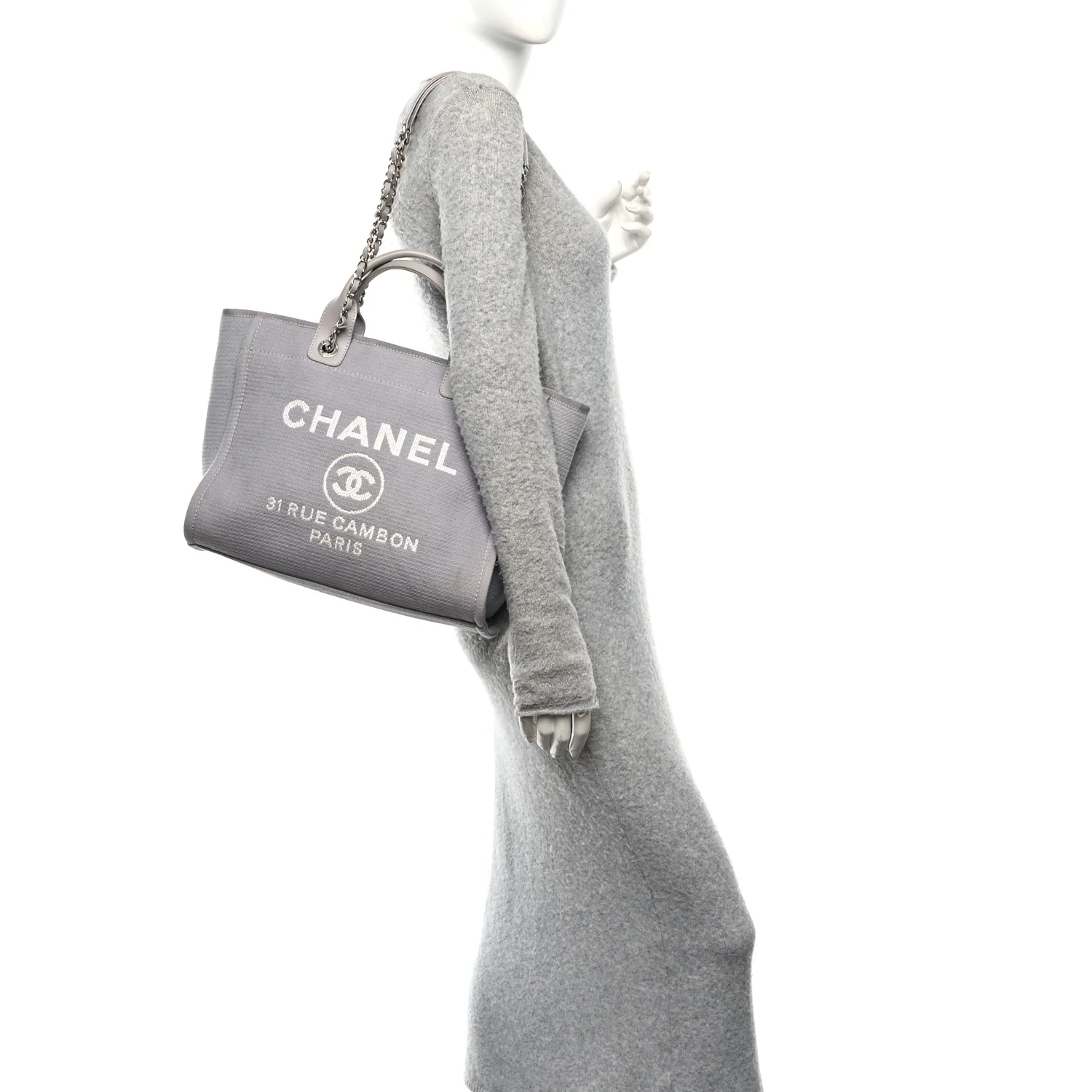 Mixed Fibers Small Deauville Tote Light Grey - Top Club
