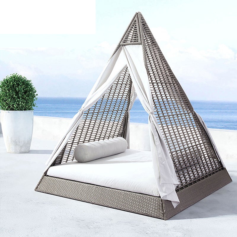 Freeshipping Lounger Outdoor Rattan Sofa Lounger Bed Balcony Villa Outdoor PU Rattan Chairs