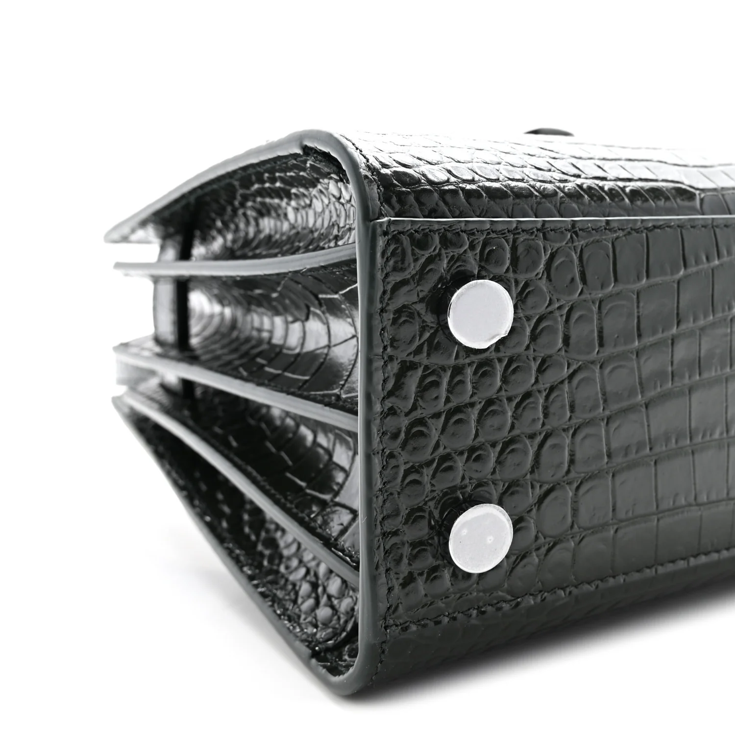 Calfskin Crocodile Embossed Nano Sac De Jour Dark Green - Top Club