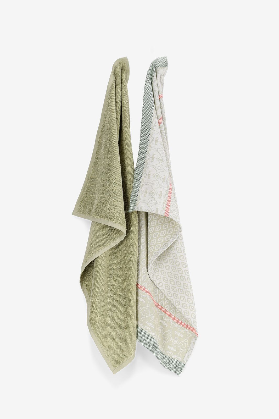 Groene handdoek en theedoek