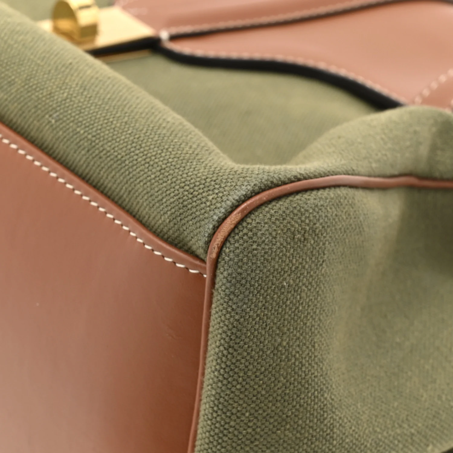 Canvas Calfskin Medium Soft 16 Top Handle Bag Khaki Tan - Top Club
