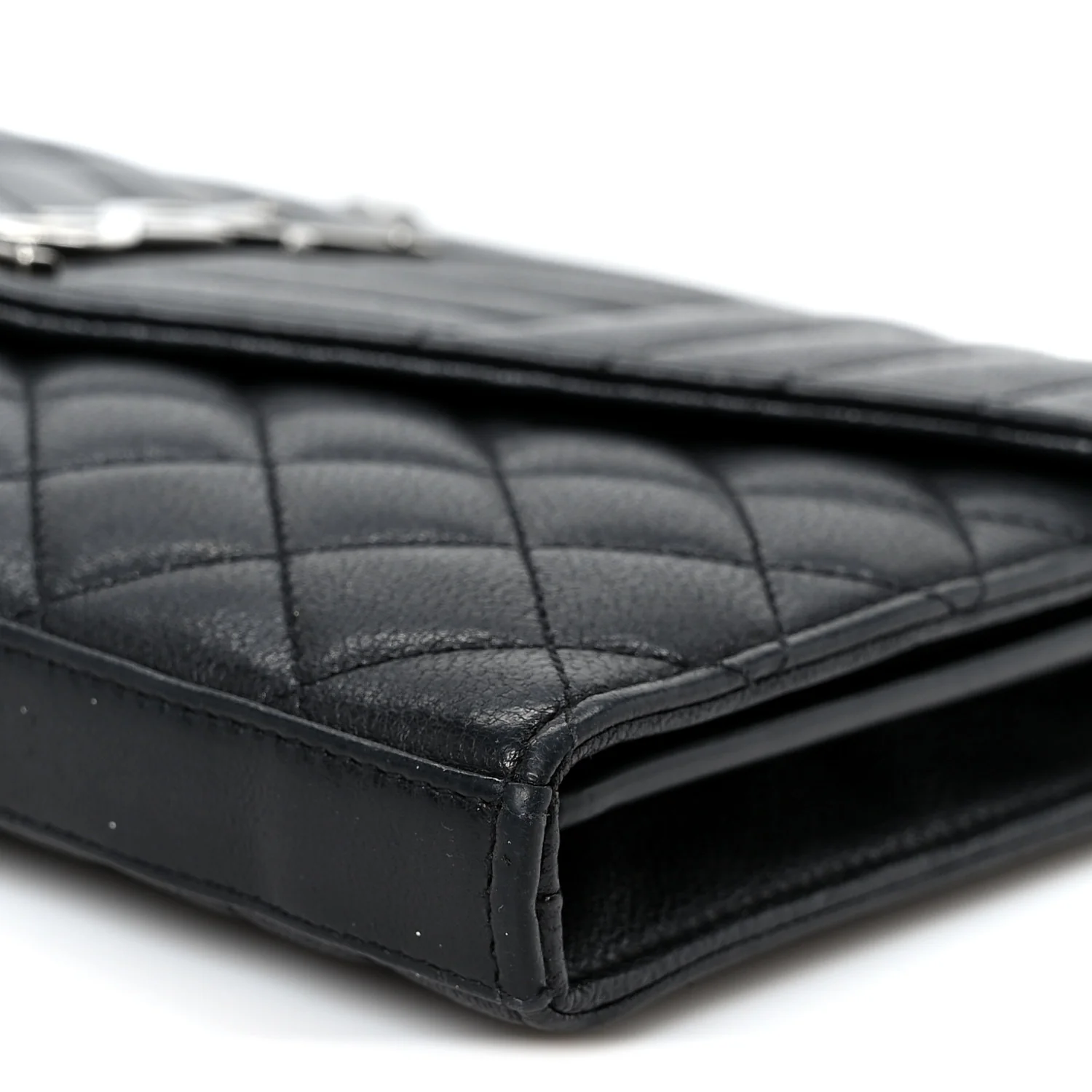 Sheepskin Tri-Quilt Monogram Envelope Chain Wallet Black - Top Club