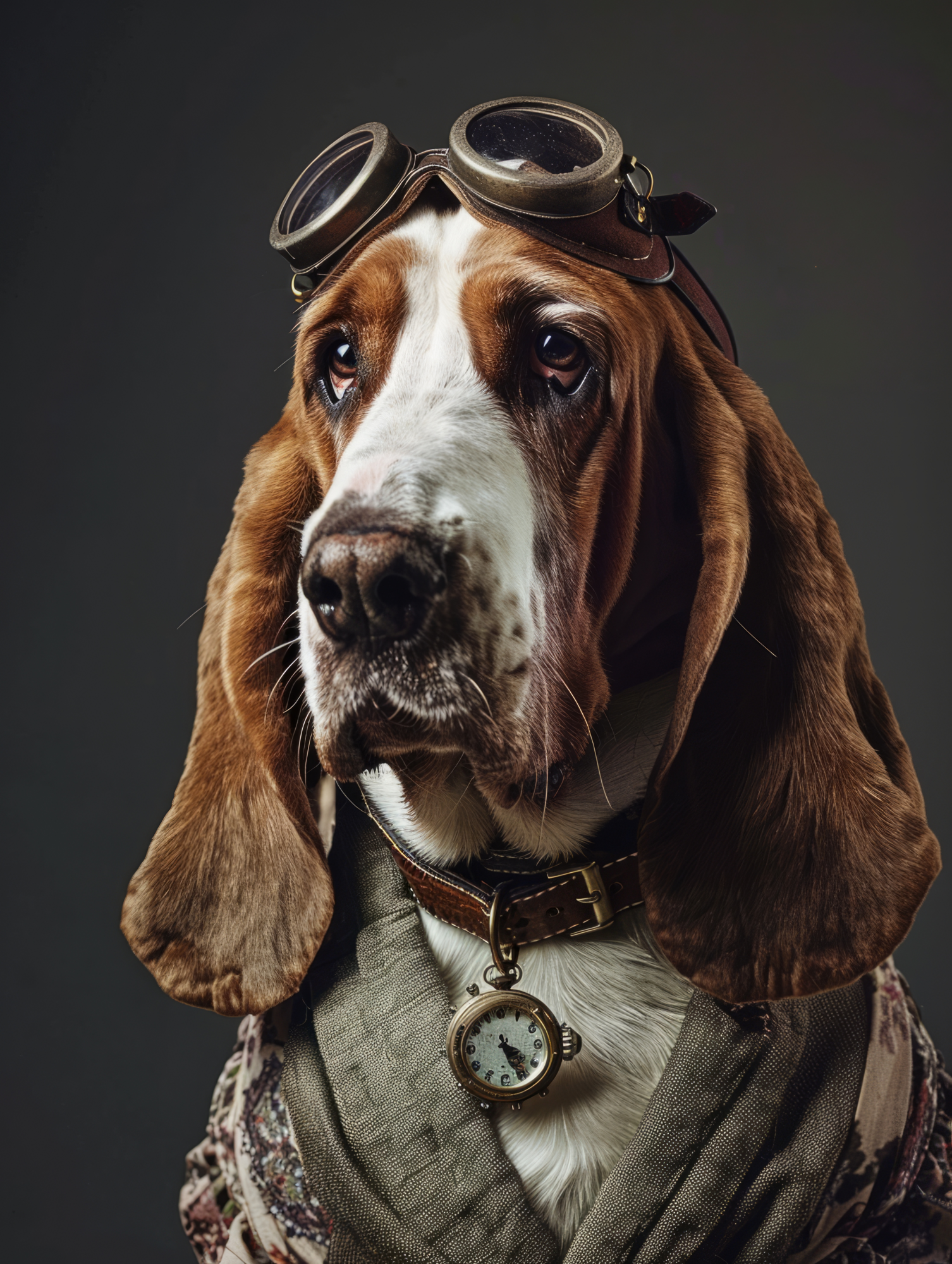 Canvas schilderij van een Basset Hound 100x200 cm