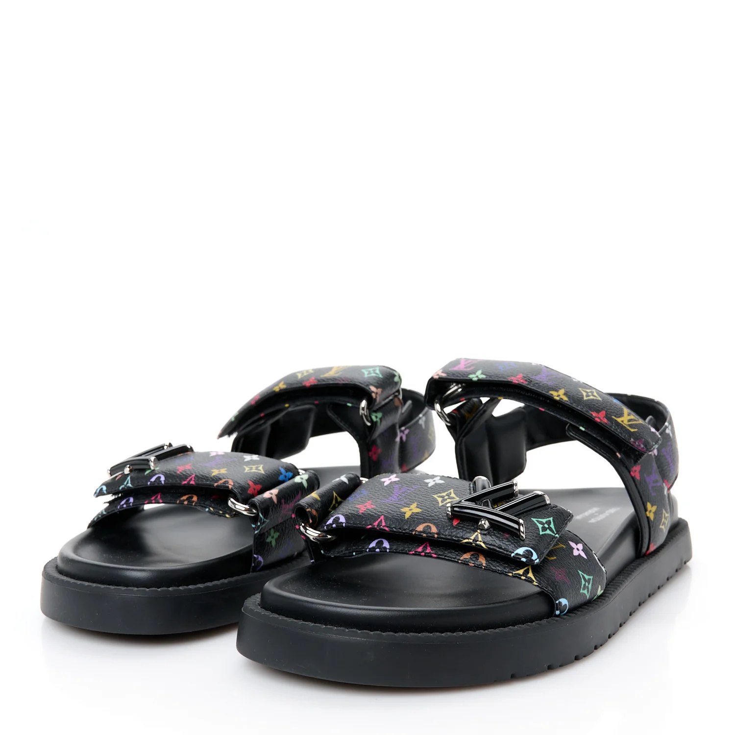LV X TM Monogram Multicolor Sunset Flat Sandals 38 Black - Top Club