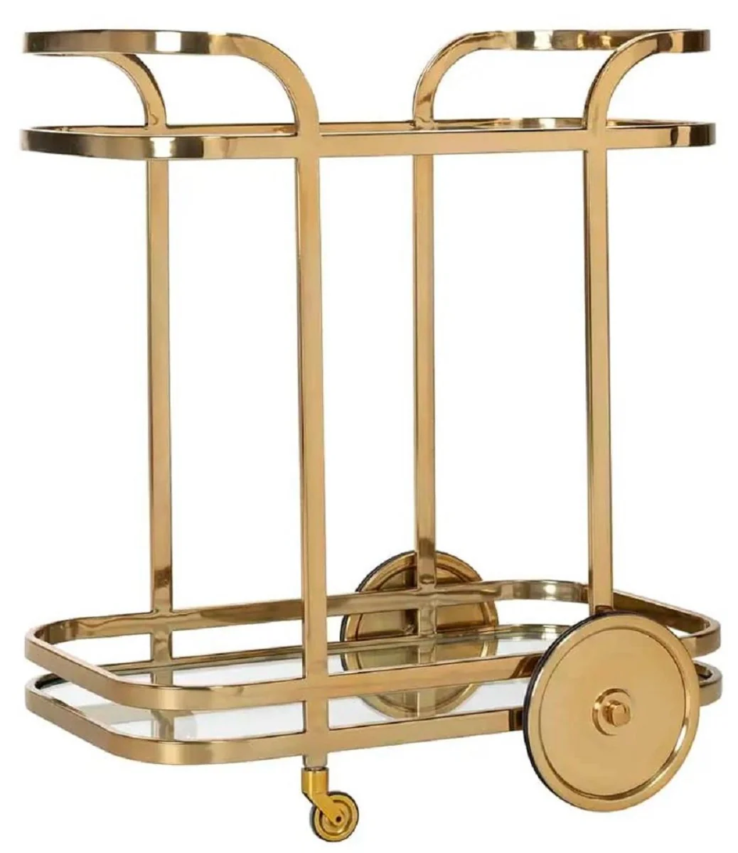 Luxury serving trolley gold 74 x 49 x H. 78 cm - Hotel Restaurant Gastronomy Trolley - Luxury Hotel & Restaurant Accessories
