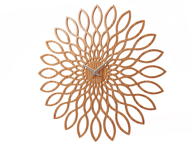 Wall clock Sunflower MDF wood finish