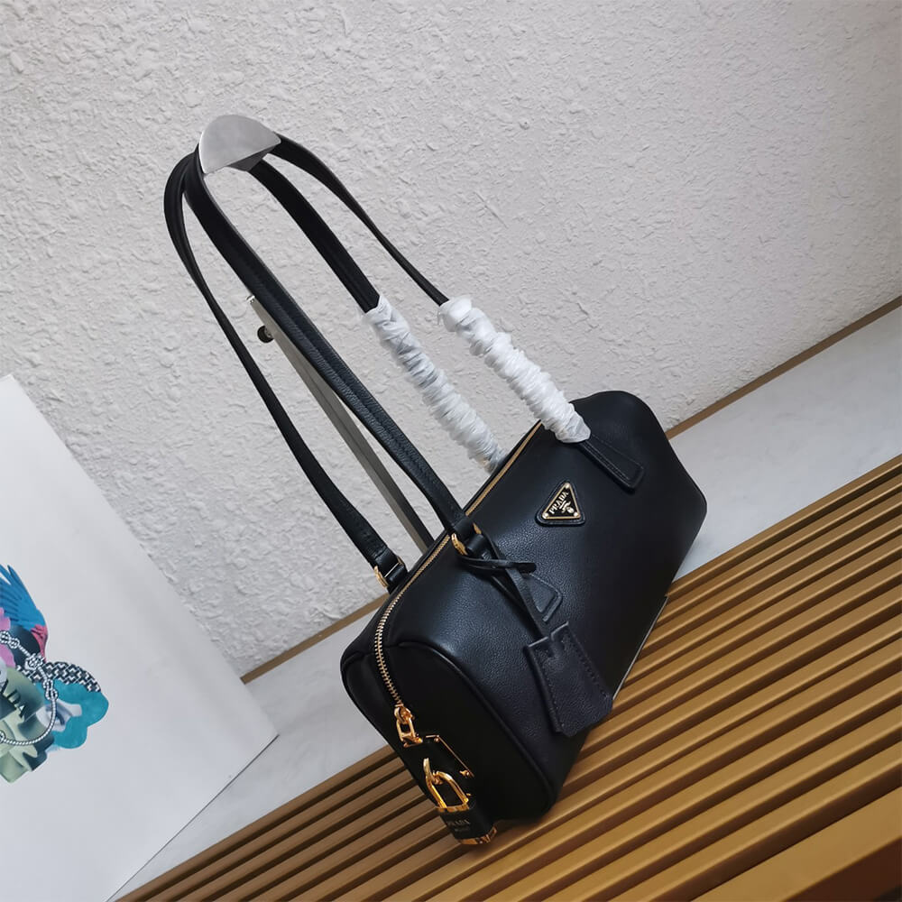 Prada Medium leather top-handle bag with padlock(high-end grade) - Top Club