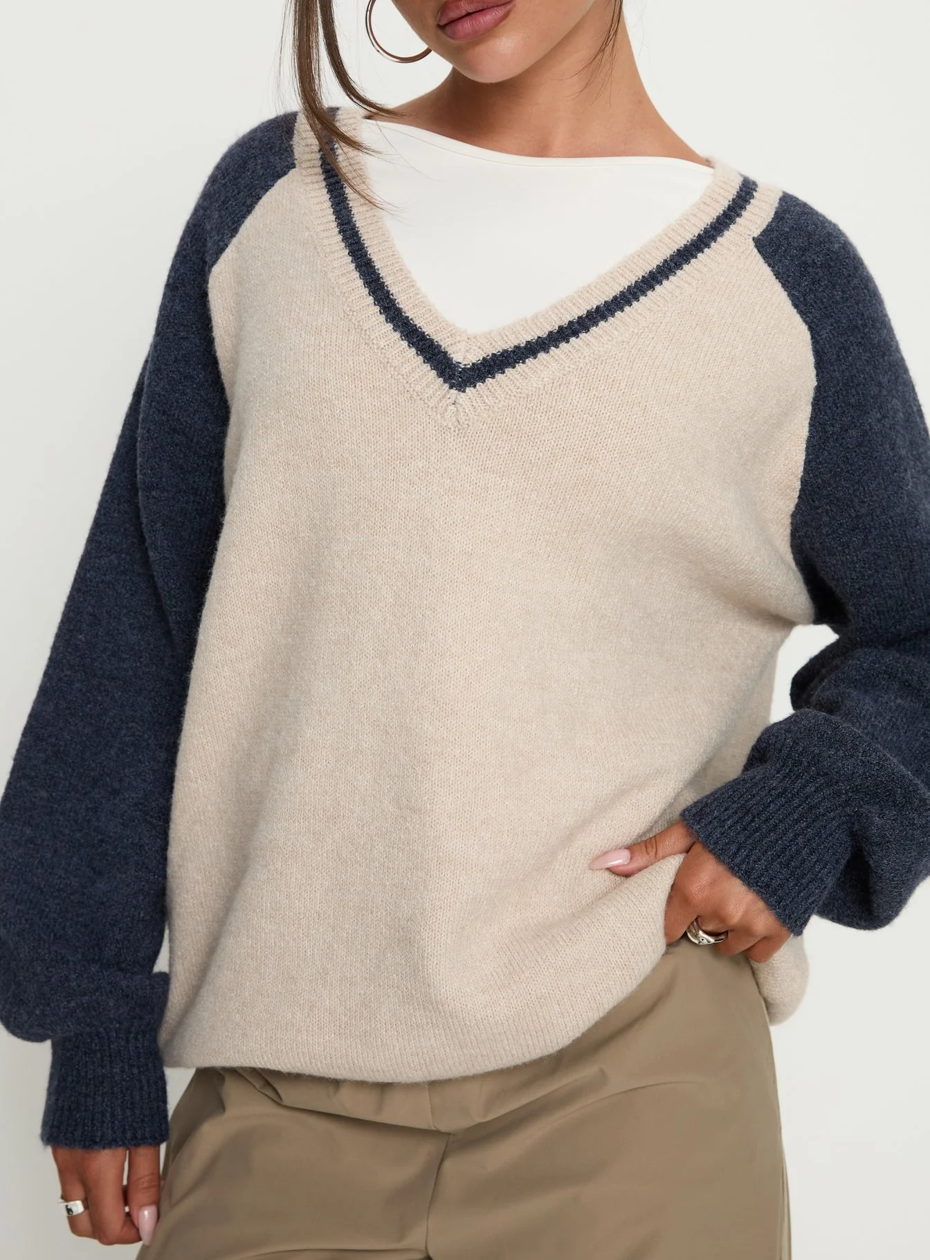 Adana V Neck Graphic Knit Sweater Multi