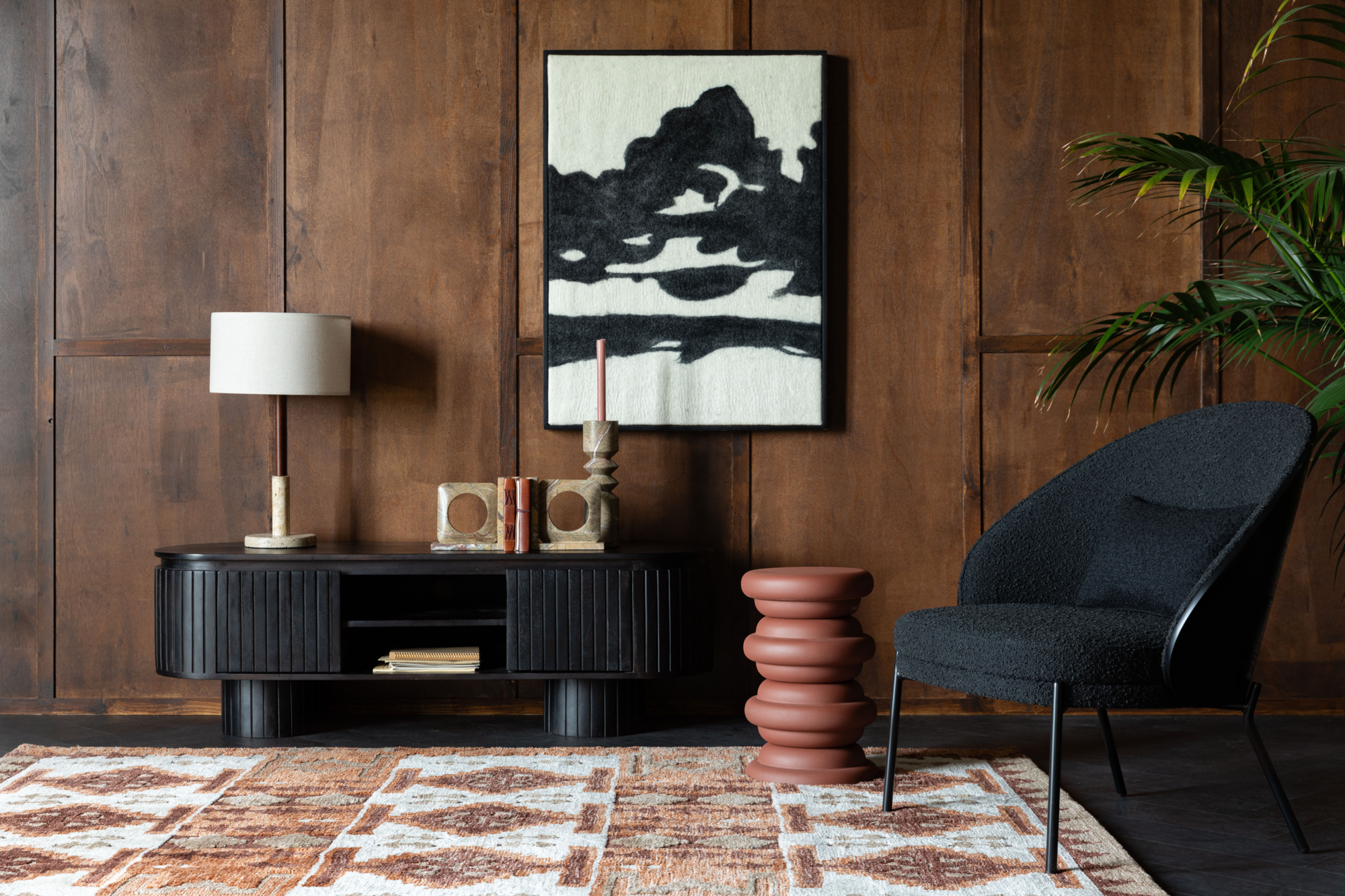 Fauteuil Rodin Bouclé zwart