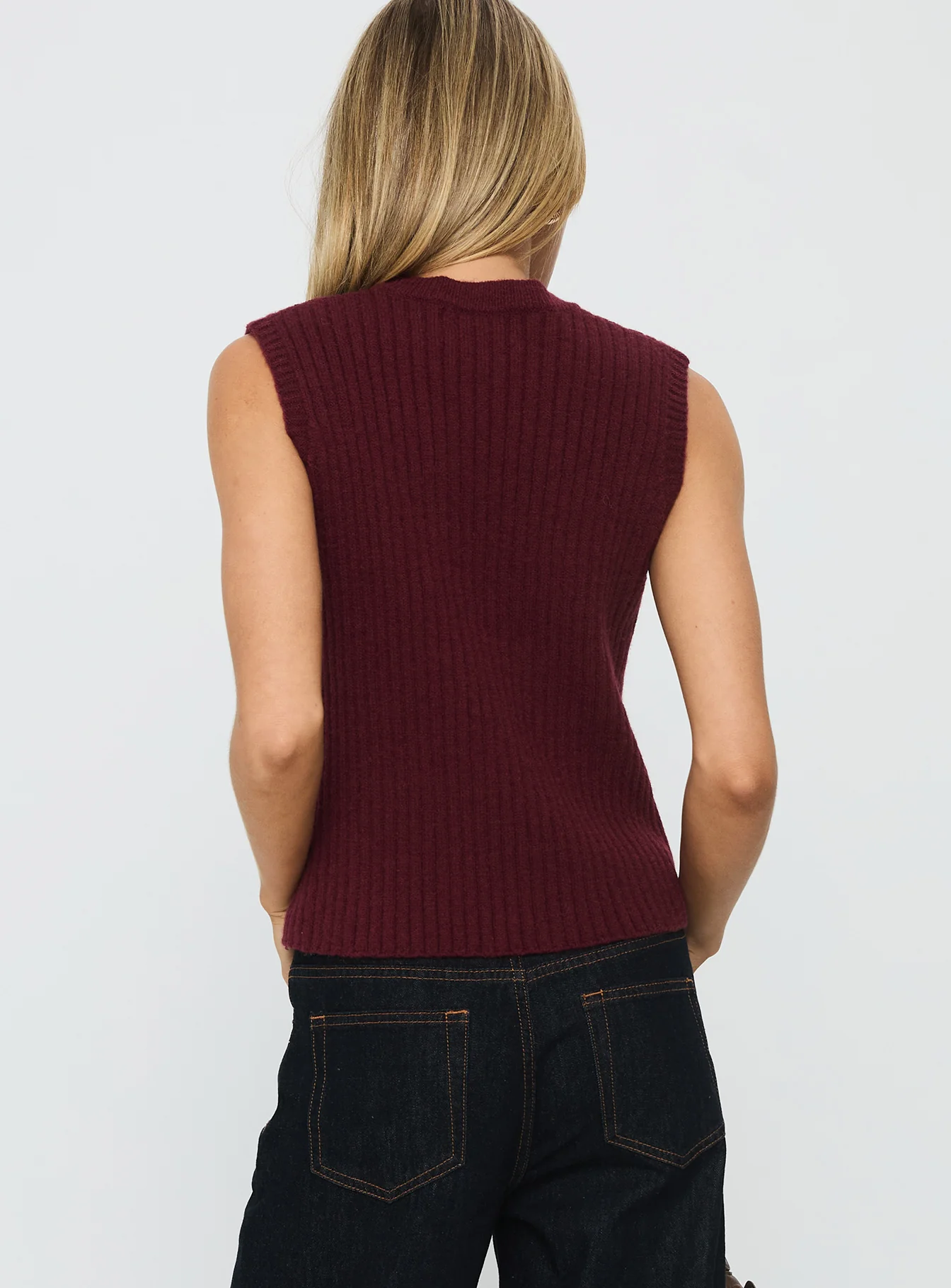 Jessabell Rib Sleeveless Top Wine