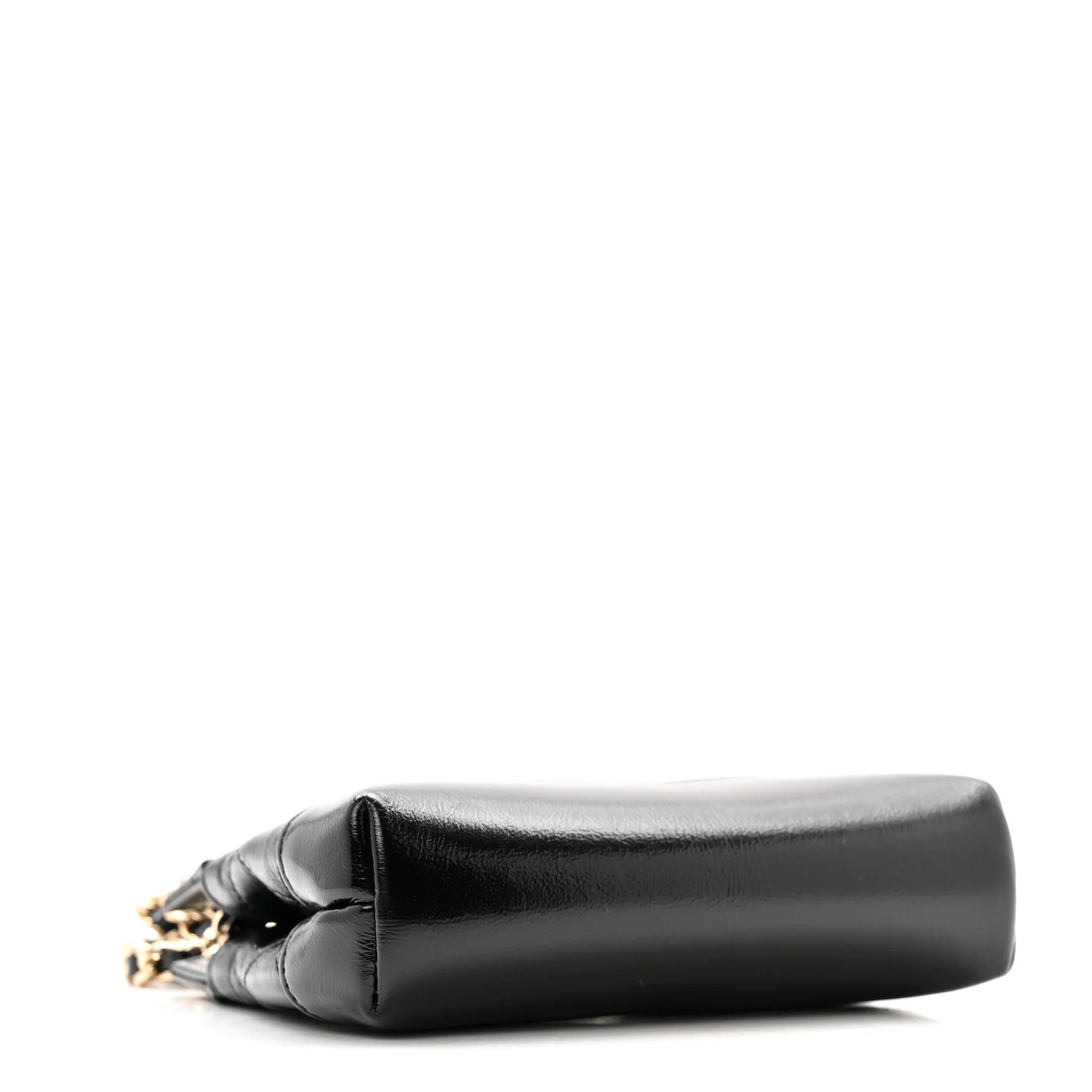 Shiny Lambskin Quilted Micro 31 Clutch With Chain Black - Top Club