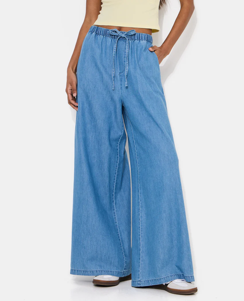 Pimkie Pantalon large ceinture élastiquée effet jean