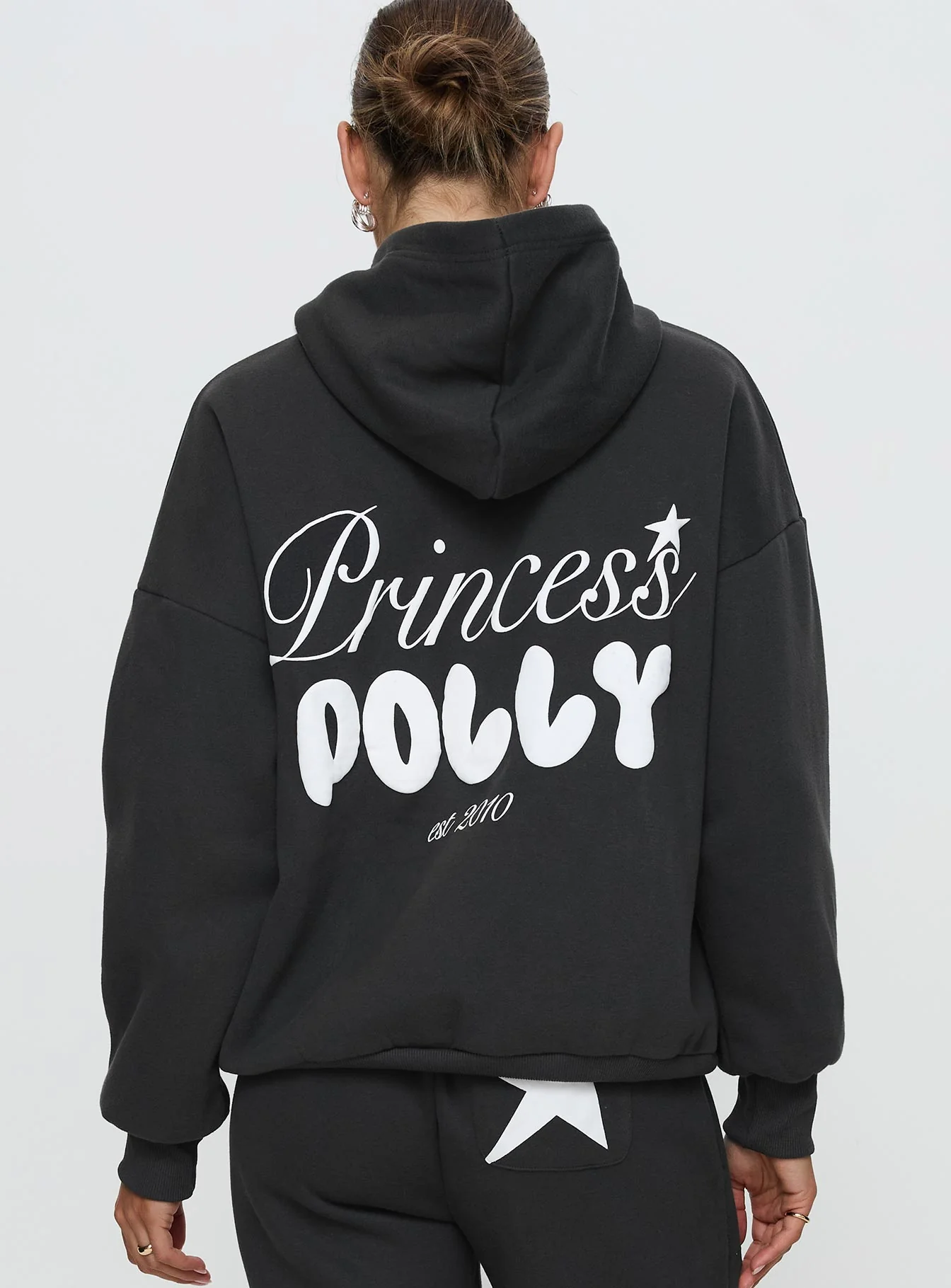 Princess Polly Hooded Sweatshirt Bubble Script Grey