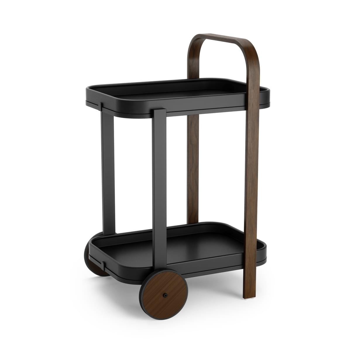 Trolley Bellwood bar en serveerwagen zwart/walnoot