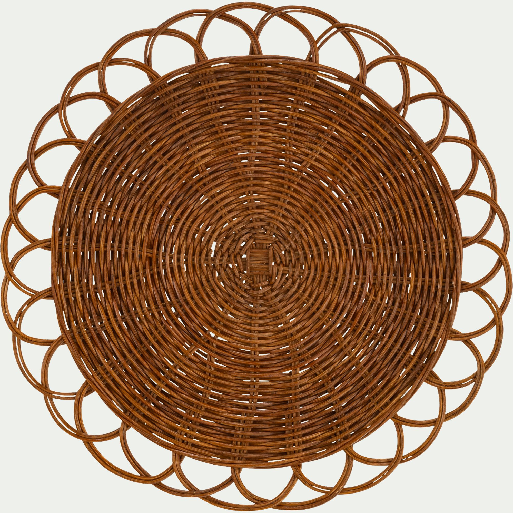 CLECY - Lot de 2 sets de table ronds en rotin D38cm - naturel