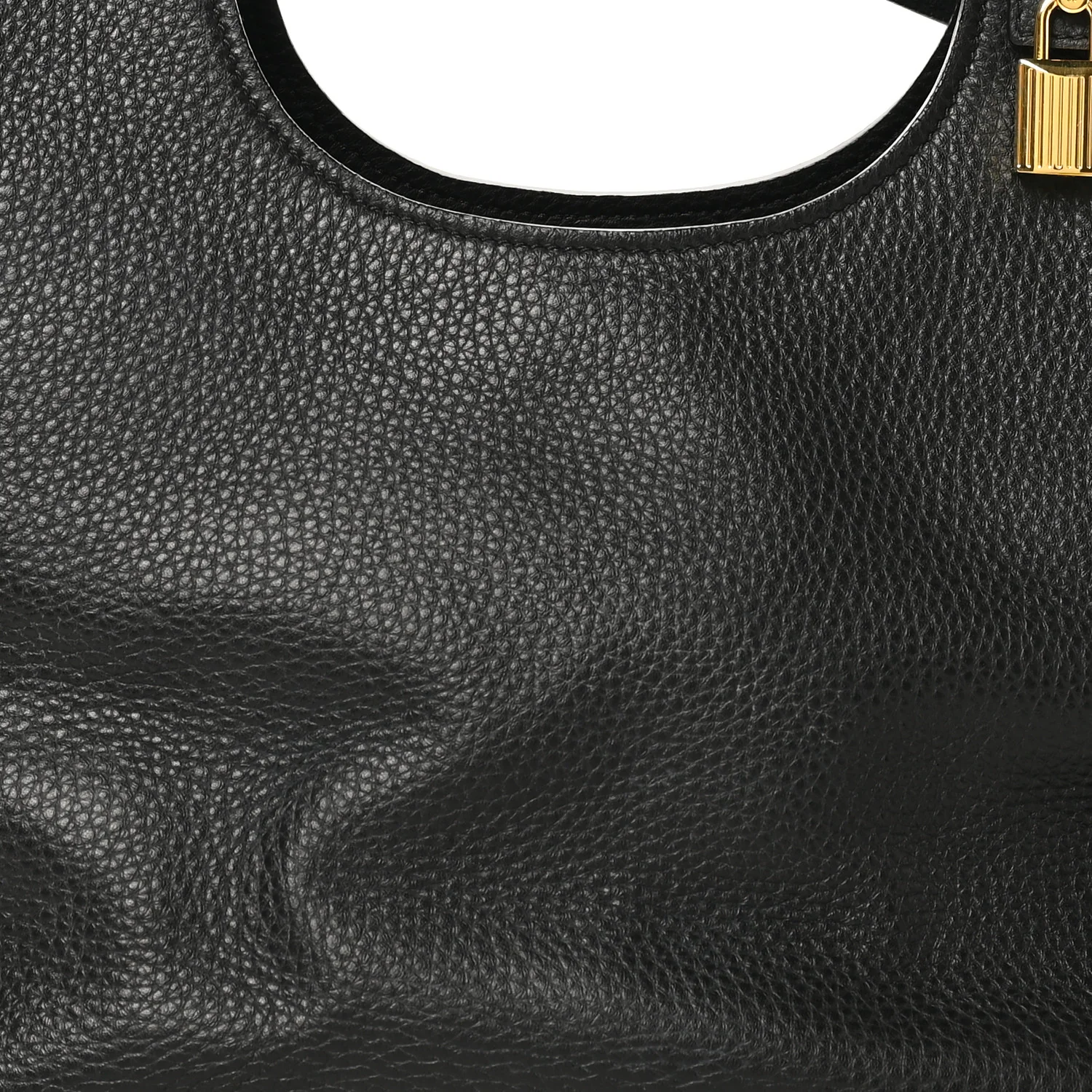 Pebbled Calfskin Alix Padlock Foldover Bag Black - Top Club