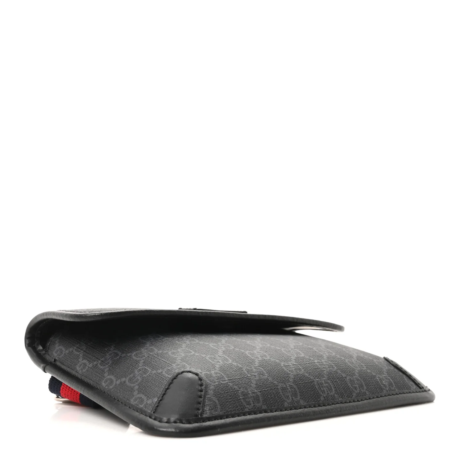 GG Supreme Monogram Web Slim Belt Bag Black Grey - Top Club
