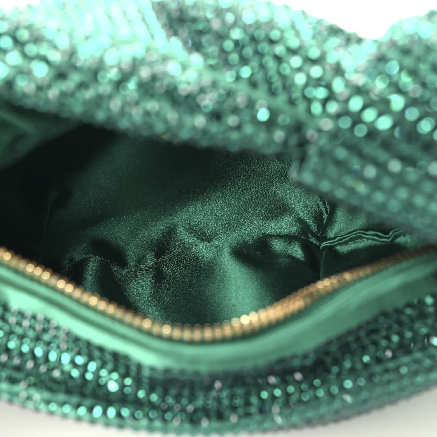 Crystal Embellished Satin Mini Hotfix Jodie Emerald - Top Club