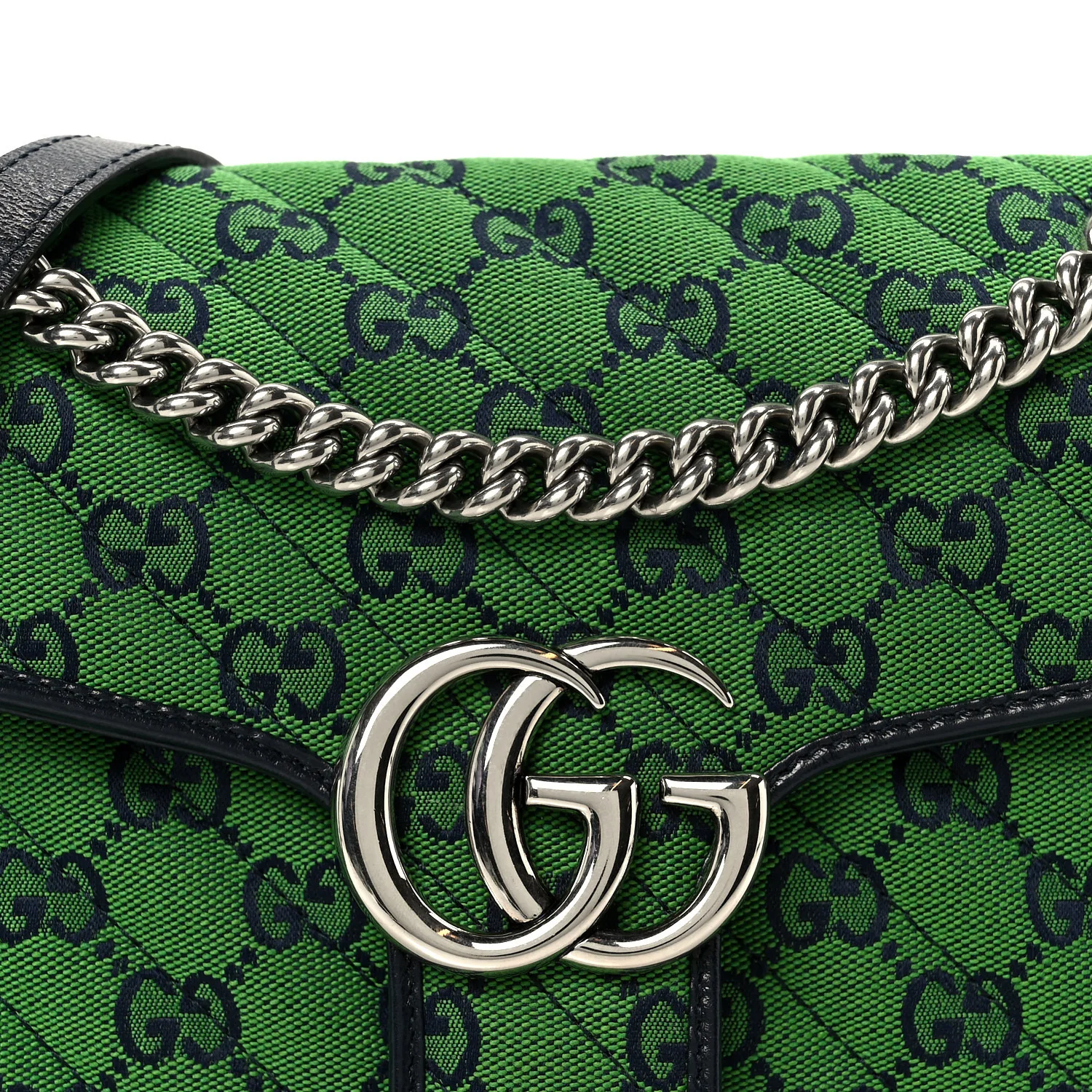 Monogram Multicolor Matelasse Diagonal Small GG Marmont Shoulder Bag Green Blue - Top Club