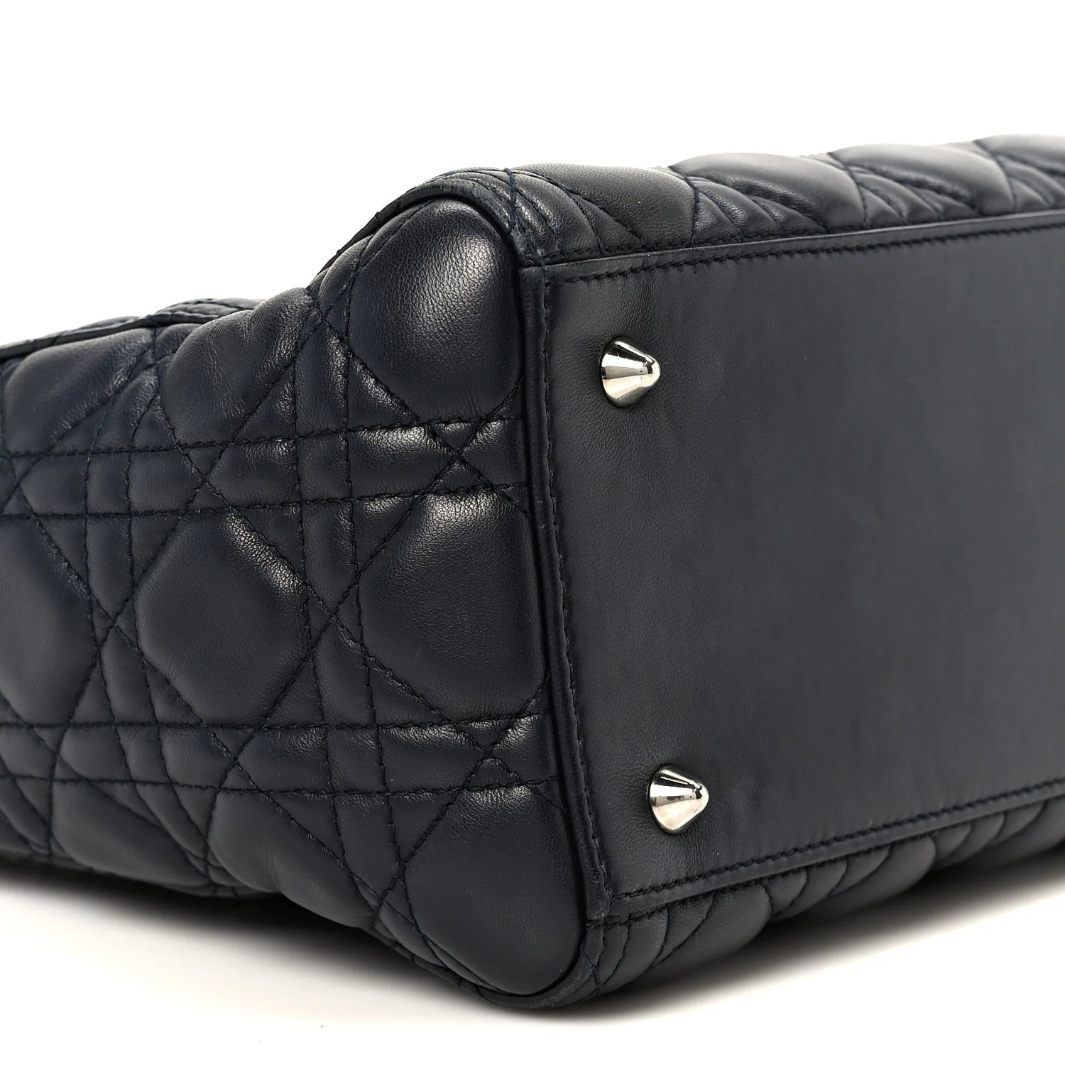 Lambskin Cannage Medium Lady Dior Navy Blue - Top Club