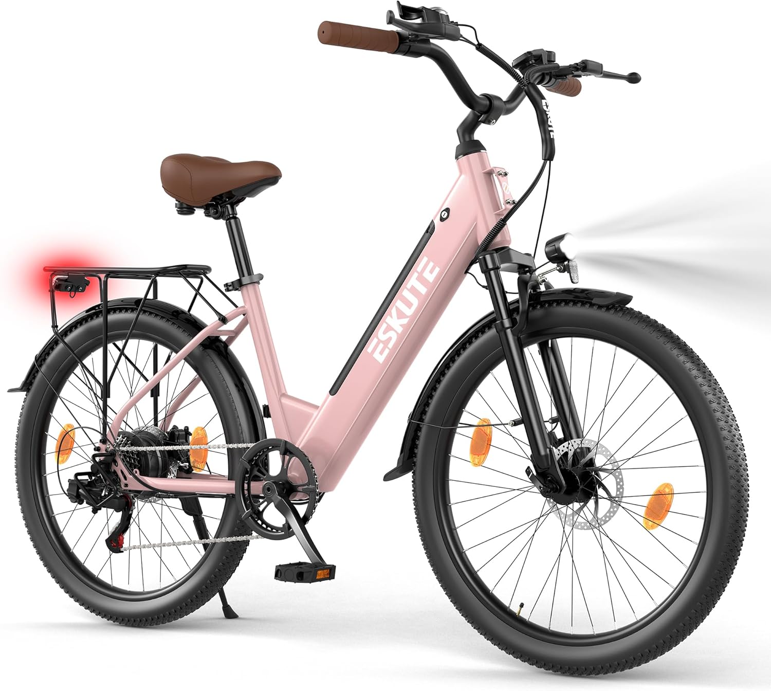 ESKUTE C100 Plus Bici Elettrica, 26 Pollici Bicicletta Elettrica, Motore 250W, Batteria Rimovibile 36V 13Ah, Velocità Massima di 25 km/h, 7 Velocità, Display LCD, E-bike per Adulti