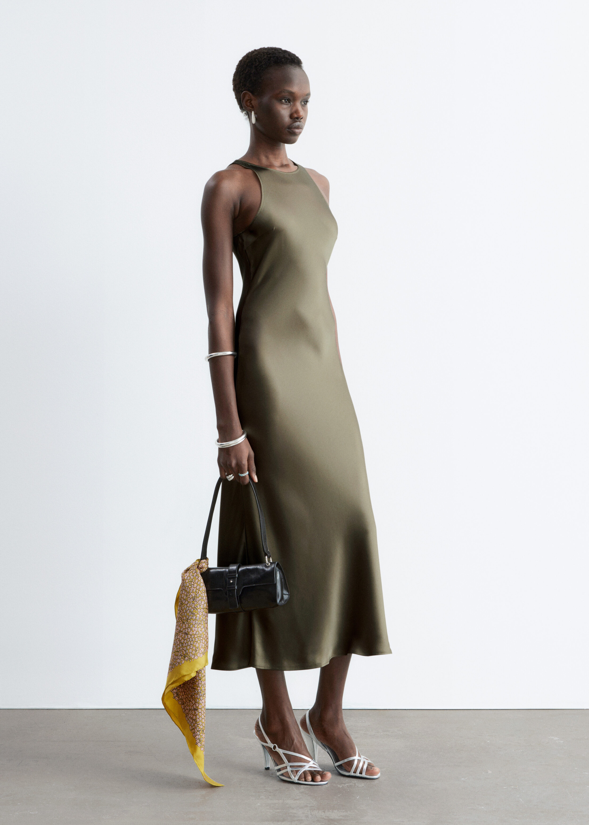 & Other Stories SLEEVELESS SATIN MIDI DRESS