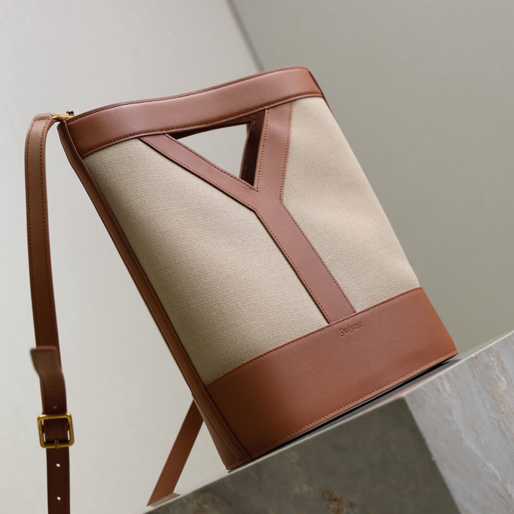 YSL Y small bucket in canvas and leather(HIGH-END GRADE) - Top Club