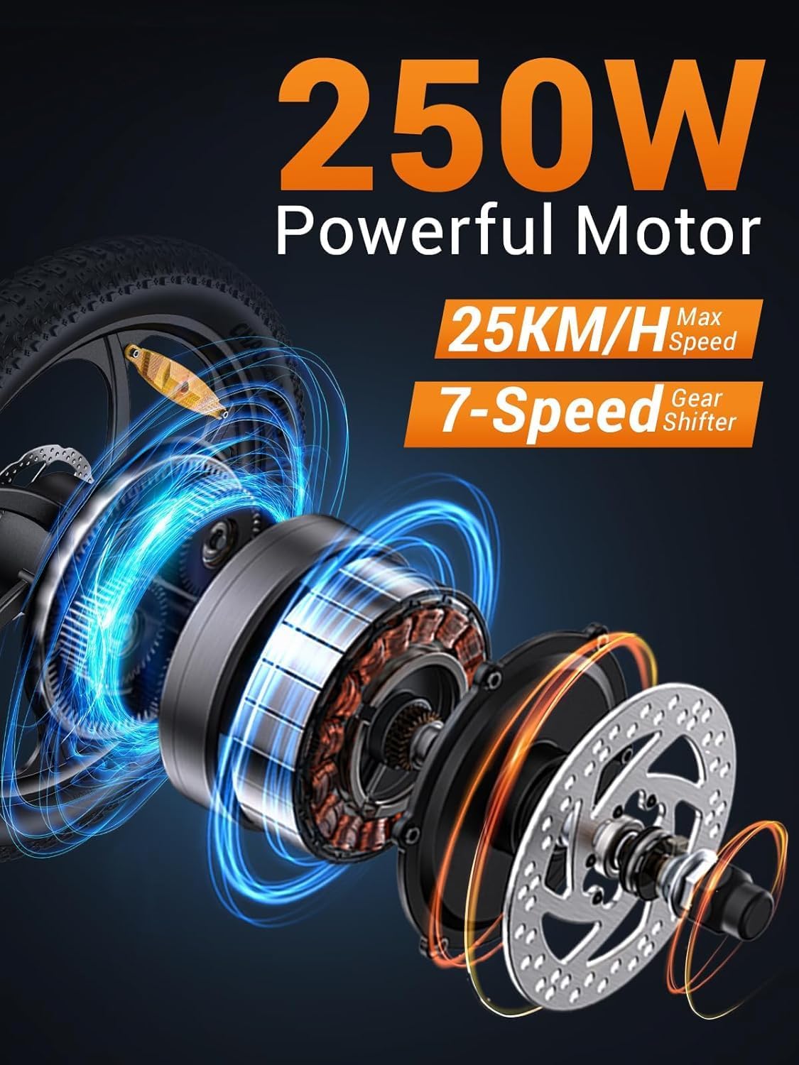 HillMiles MilePort 1 adulto bicicletta elettrica, 36V 13AH batteria rimovibile 250w motore con 20 '*3.0' Fat Tire pieghevole bici elettrica, velocità 25KM/H gamma fino a 100KM città pendolare