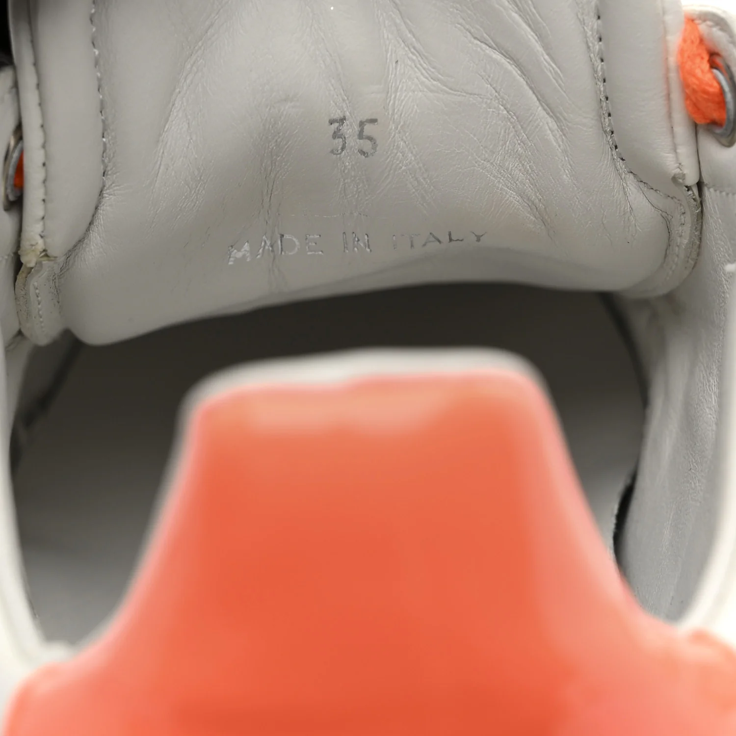 X JK JEONG Calfskin Patent Womens Diamond Low Top Sneaker 35 White Orange - Top Club