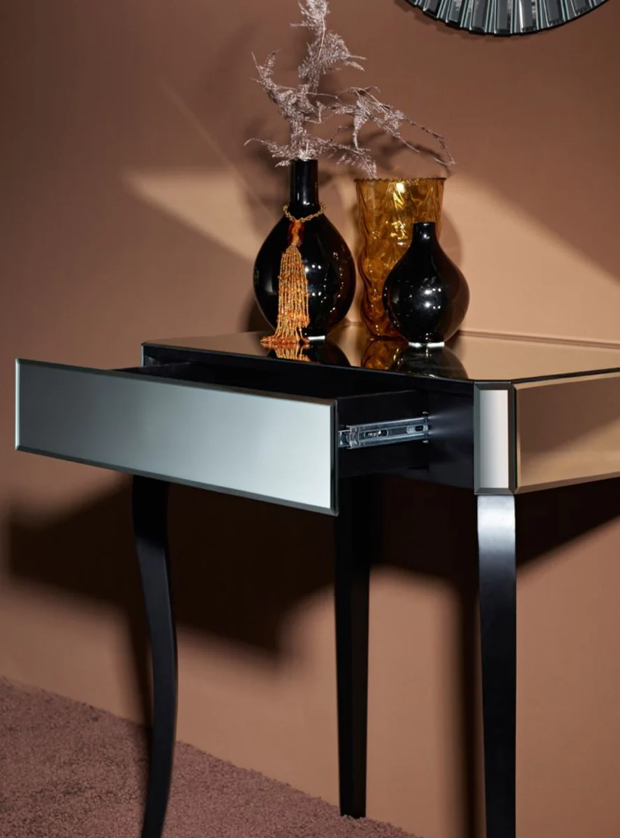 Luxury mirror glass side table with drawer 71 x 41 x H. 76 cm - Hotel Furniture