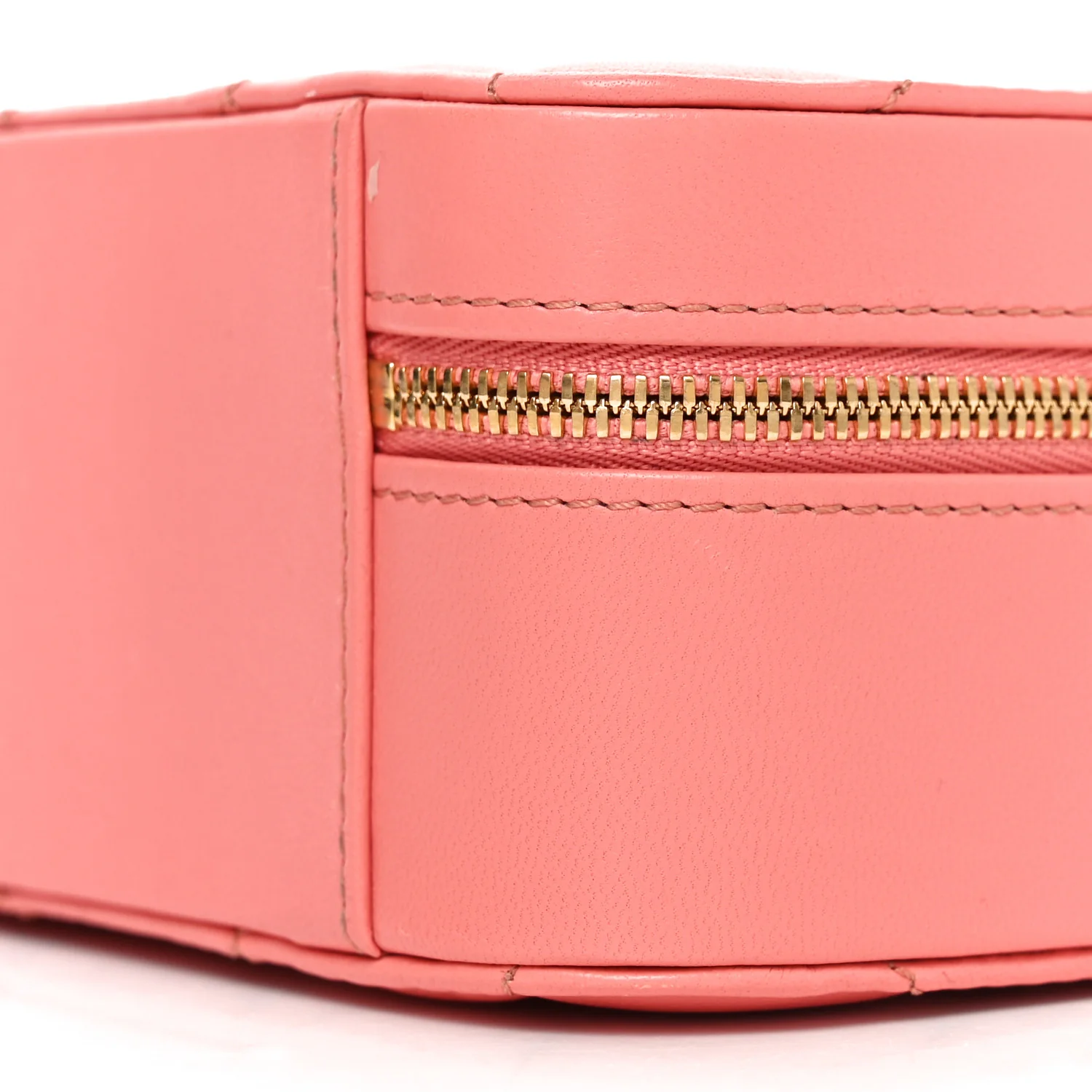 Lambskin Quilted Top Handle Small Vanity Case Pink - Top Club