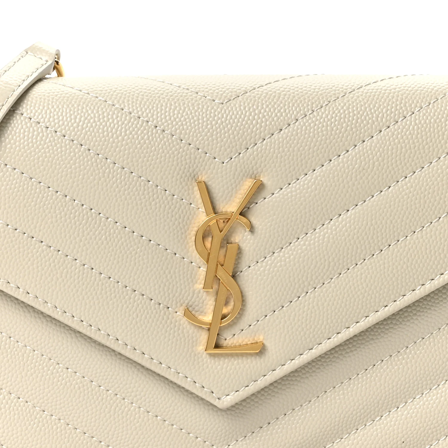 Grain De Poudre Matelasse Chevron Monogram Envelope Chain Wallet Crema Soft - Top Club