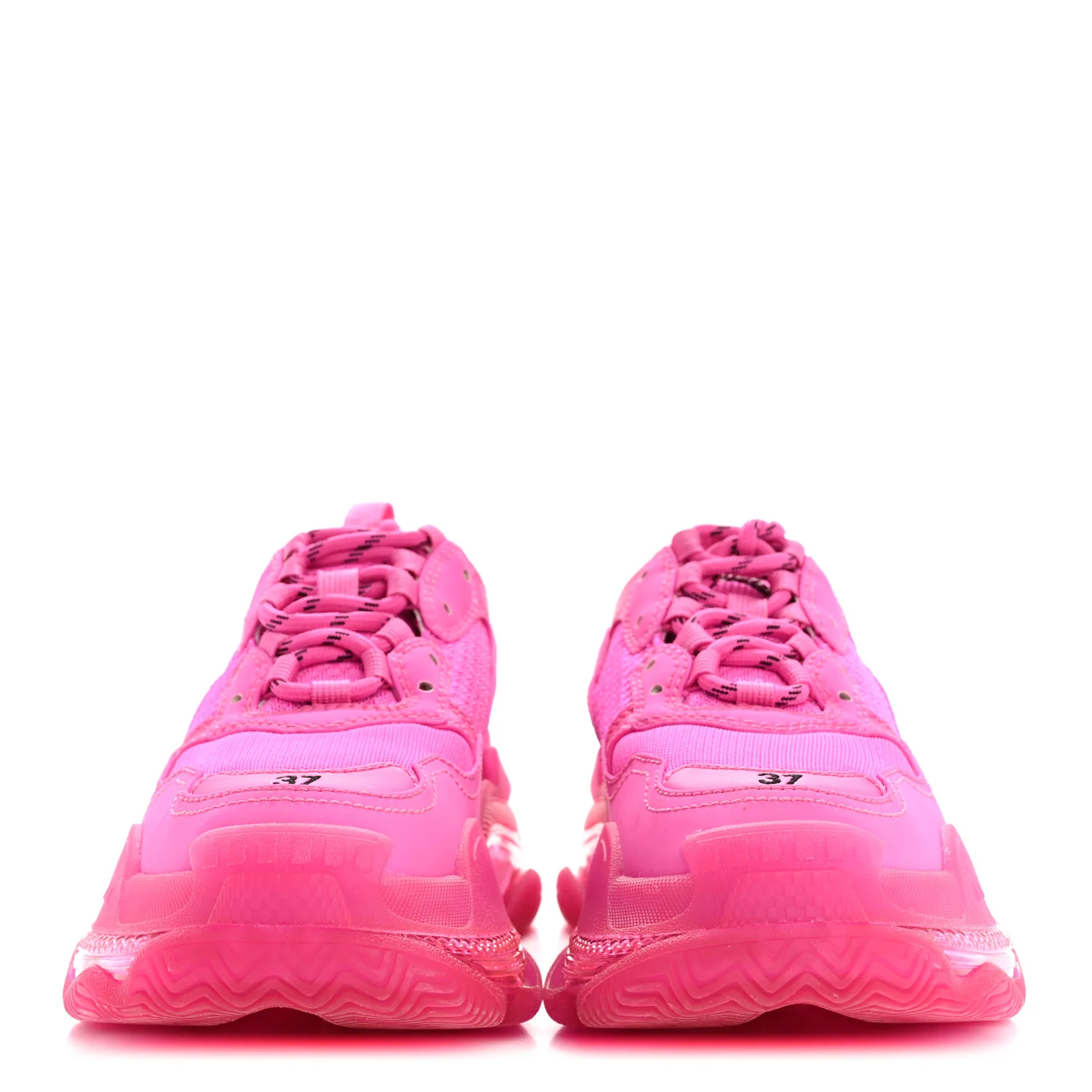 Fabric Mesh Clear Sole Fluo Womens Triple S Sneakers 37 Pink - Top Club