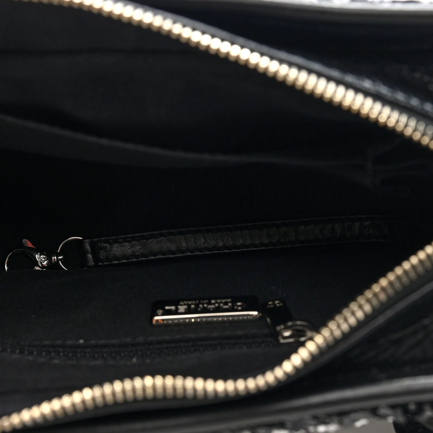 Sequin Calfskin Small Gabrielle Hobo Black White - Top Club