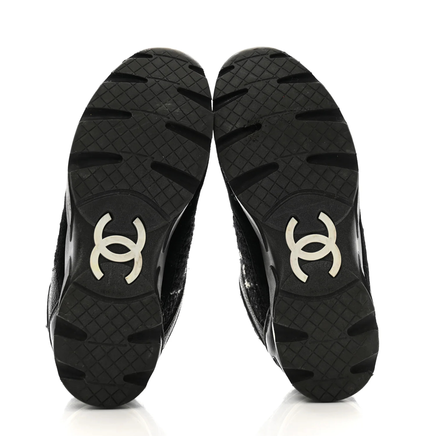 Tweed Suede Goatskin CC Sneakers 38 Black White - Top Club