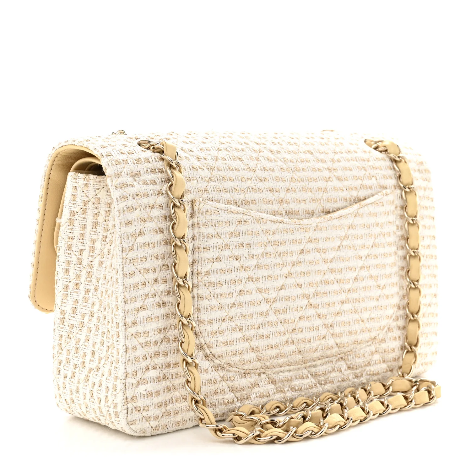 Tweed Medium Double Flap White - Top Club