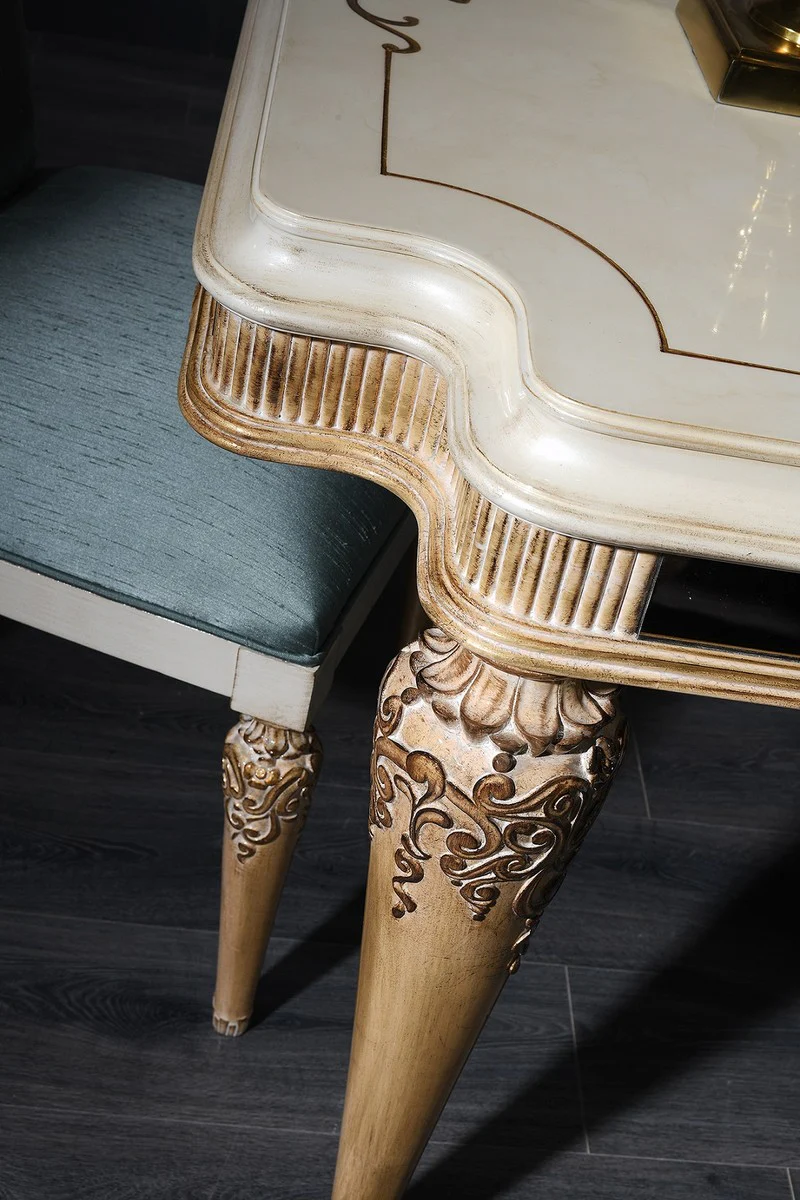Luxury Baroque dining room set turquoise / white / gold - 1 dining table and 4 dining chairs - Baroque dining room furniture