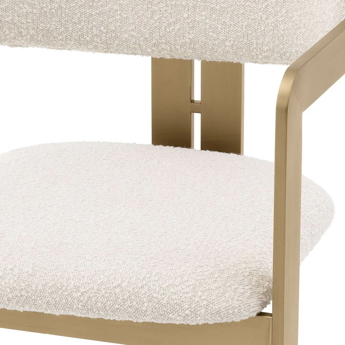 Luxury dining room chair cream / brass 57.5 x 58 x H. 79 cm - Elegant kitchen chair with armrests - Luxury dining room furniture